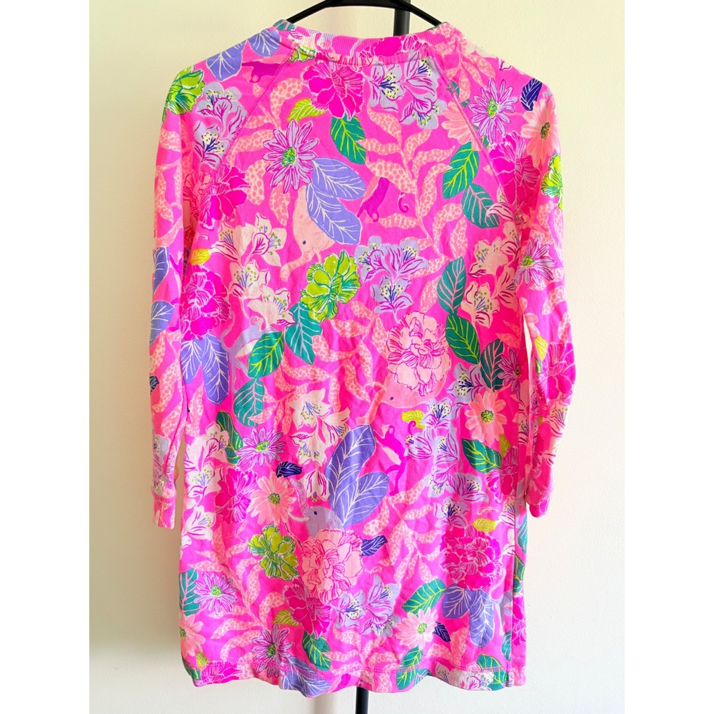Lilly Pulitzer Girls XL 12-14 Pink Floral French Terry Long Sleeve Pocket Dress - Picture 4 of 6